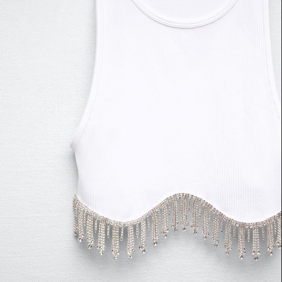Zara | Tops | Zara Seamless Rhinestone Top Size Ml New W Tags | Poshmark